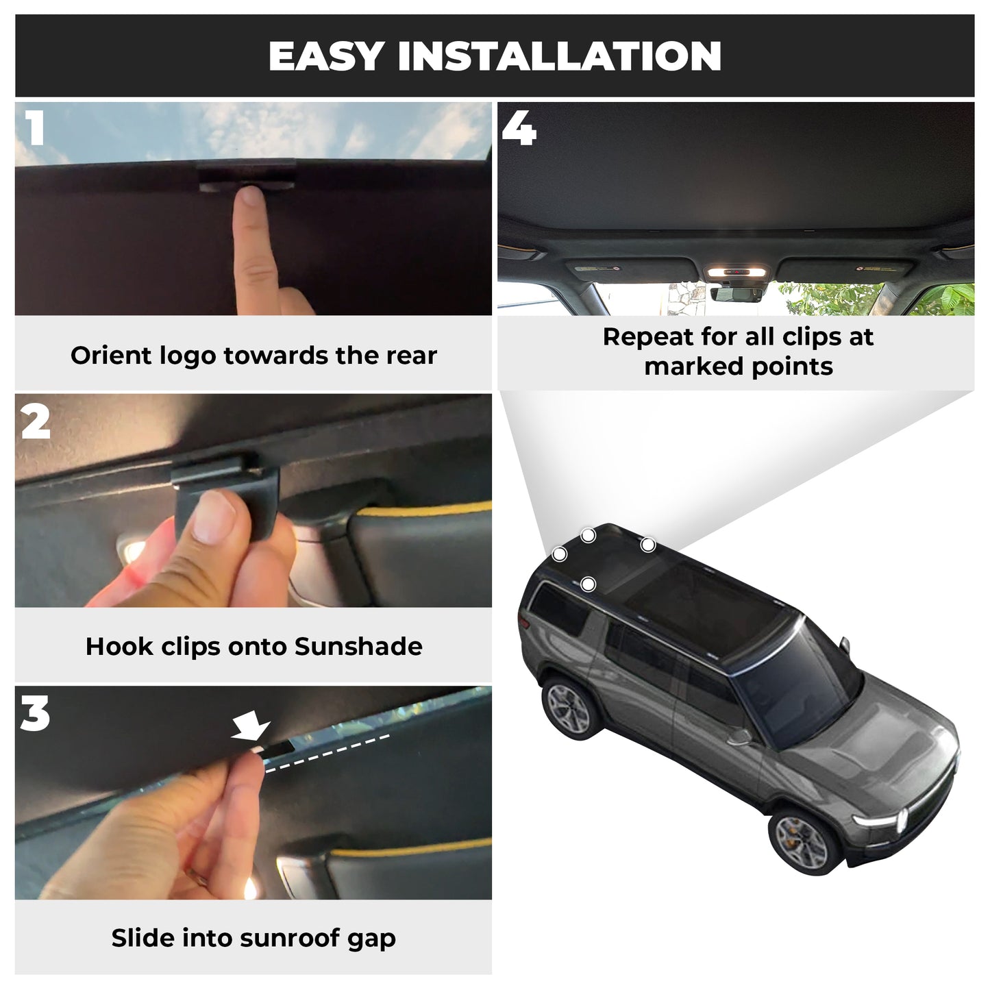 Good Life + Style Foldable Third Row Roof Sunshade for Rivian R1S