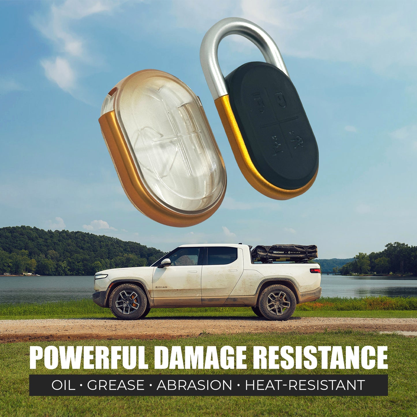 Good Life + Style Shock and Drop-Resistant Smart Car Key Protector for Rivian R1T and R1S, Orange